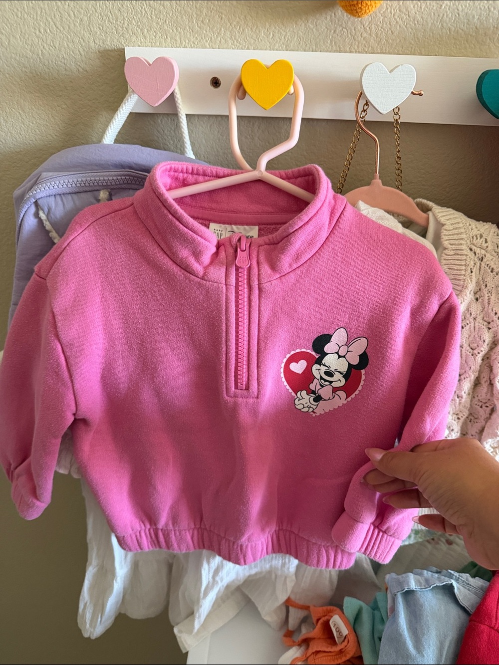 Disney Baby Gap Pink Minnie Mouse Girls Half-Zip Fleece Pullover